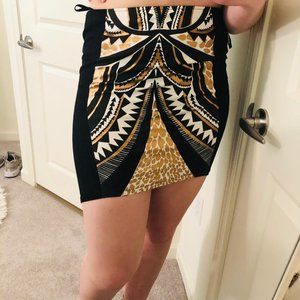 MINKPINK Black Patterned Pencil Skirt
